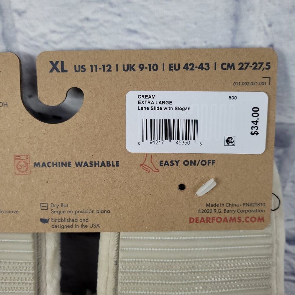 NWT "HO"ME Lane Holiday Faux Fur Dearfoams Cream Slide Slippers size XL (11-12) - Picture 7 of 15